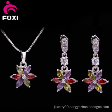 Colorful Flower Design Zircon Jewelry Sets for Adults Daily Wear